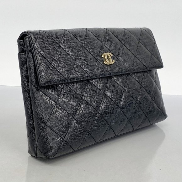 CHANEL Black Caviar Leather Clutch Bag - Picture 2 of 9